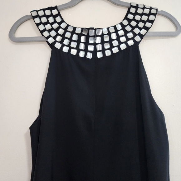 Alice and Olivia Vintage Black silver glass Rhinestone Silk mini dress 20s 60s - Picture 10 of 12